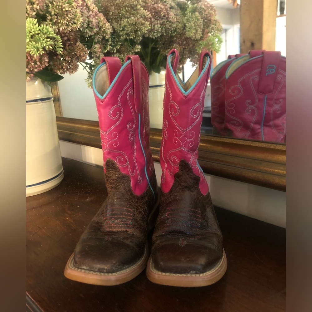 Anderson Bean Pink and Brown Girls' Western Pull-On Boots